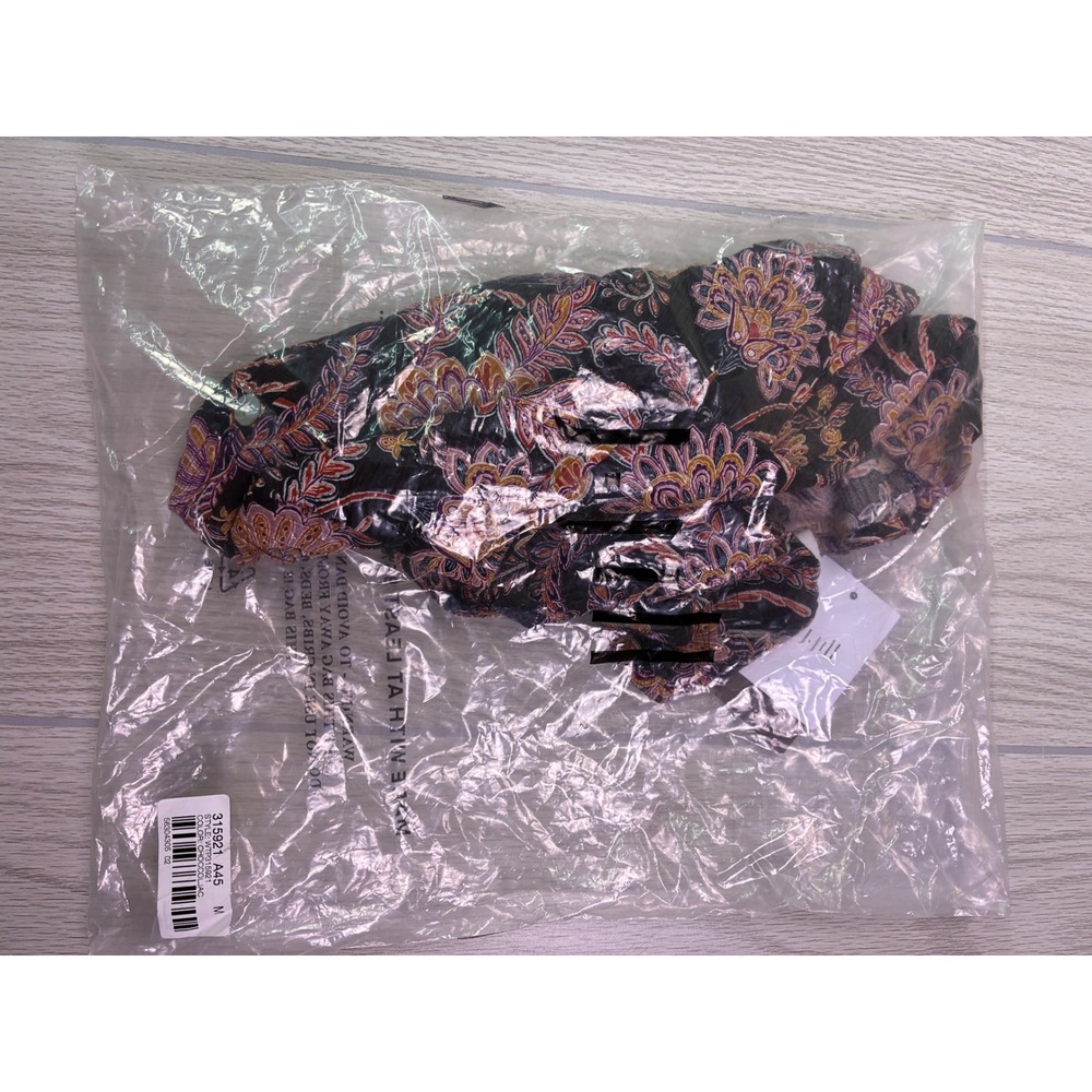 J. Jill Paisley Floral Button Front Top Chocolate Jacquard WTP315921 Mens M - Picture 6 of 7
